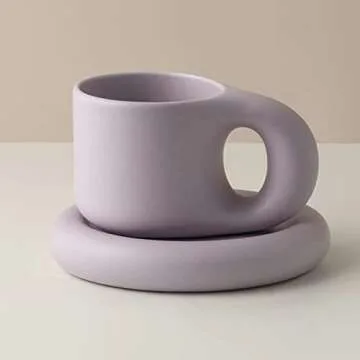 Nordic Style Fat Handle Coffee Mug with Saucer for Coffee Lovers