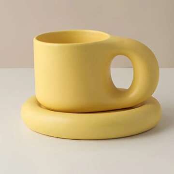 Nordic Style Fat Handle Coffee Mug with Saucer for Coffee Lovers
