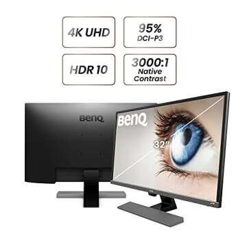 BenQ EW3270U Premium Monitor 32" 4K UHD | HDRi | DCI-P3 | Eye-Care Tech | Adaptive Brightness | Tilt Screen | Built-In Speakers | Eye Reminder | DisplayPort | HDMI | USB-C,Black