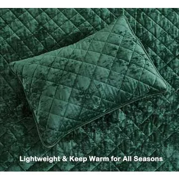 Lux Forest Green Velvet King Quilt Set for All Seasons