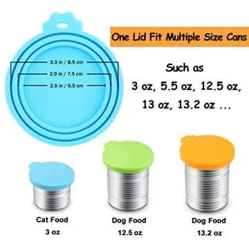 Comtim Pet Food Can Cover Silicone Can Lids for Dog and Cat Food(Universal Size,One fit 3 Standard Size Food Cans),Multi-Colored