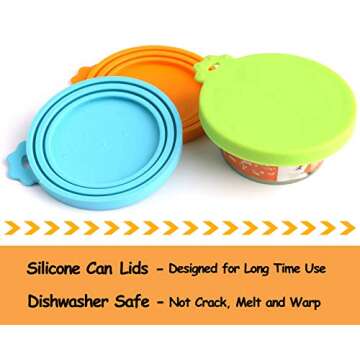 Comtim Pet Food Can Cover Silicone Can Lids for Dog and Cat Food(Universal Size,One fit 3 Standard Size Food Cans),Multi-Colored