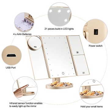 Magicfly Lighted Makeup Mirror with 21 LED Lights