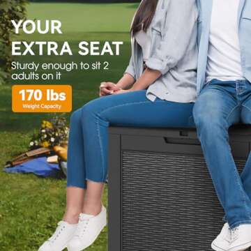 NUNU LAB 31 Gallon Outdoor Storage Box Waterproof,Indoor Outside Deck Boxes,Backyard Storage Bin For Package Delivery,Garden Tools,Patio Cushions,Pool Accessories,Storage Bench Lockable Lid