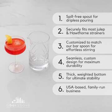 A Bar Above Diamond Cut Cocktail Mixing Glass, Thick Sturdy Glass Beaker, to Mix and Stir Cocktails, Drink Mixer Glass, for Bar Mixing Set, Basic, Professional, or Home Bar Accessories, 18 Oz