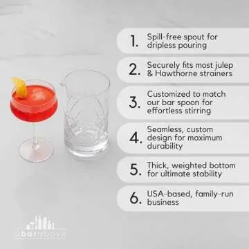 A Bar Above Diamond Cut Cocktail Mixing Glass, Thick Sturdy Glass Beaker, to Mix and Stir Cocktails, Drink Mixer Glass, for Bar Mixing Set, Basic, Professional, or Home Bar Accessories, 18 Oz