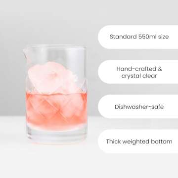 A Bar Above Diamond Cut Cocktail Mixing Glass, Thick Sturdy Glass Beaker, to Mix and Stir Cocktails, Drink Mixer Glass, for Bar Mixing Set, Basic, Professional, or Home Bar Accessories, 18 Oz
