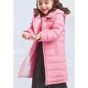 SLUBY Girls Pink Down Jacket for Winter Warmth