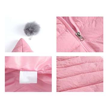 SLUBY Girls Pink Down Jacket for Winter Warmth