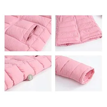 SLUBY Girls Pink Down Jacket for Winter Warmth