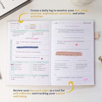 Zorblinx Mental Health Journal for Women and Men - Anxiety & Guided Journal with Mood & Habit Tracker - Take 5 Minuets Everyday - 91 Days Self Care Journal with Prompts, Begie