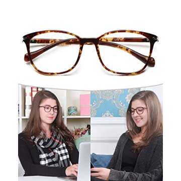 LifeArt Blue Light Blocking Glasses, Anti Eyestrain, Computer Reading Glasses, Gaming Glasses, TV Glasses for Women and Men, Anti Glare (Tortoise, No Magnification)