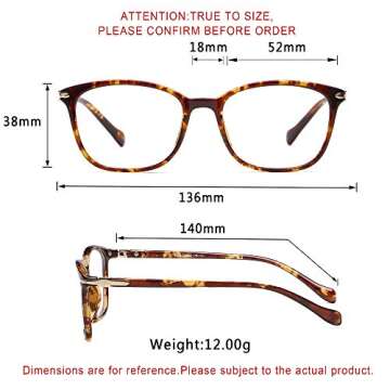 LifeArt Blue Light Blocking Glasses, Anti Eyestrain, Computer Reading Glasses, Gaming Glasses, TV Glasses for Women and Men, Anti Glare (Tortoise, No Magnification)