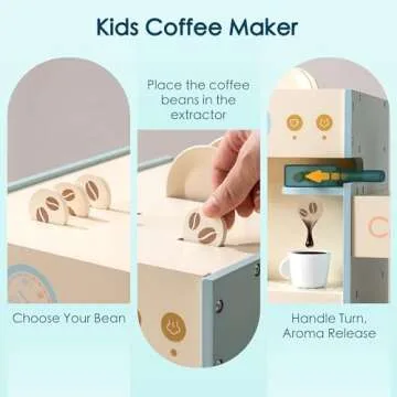 ROBUD Grocery Store Playset, Kids Play Store, Wooden Supermarket Playset with Cash Register, Chalkboard, Vending Machine, Coffee Machine, Oven, Play Food Accessories, Gift for Boys Girls 3+