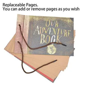 Scrapbook Photo Album Our Adventure Book - DIY Handmade Album Scrapbook Movie Up Travel Scrapbook for Anniversary, Wedding, Travelling, Baby Shower, etc (Travel Scrapbook)