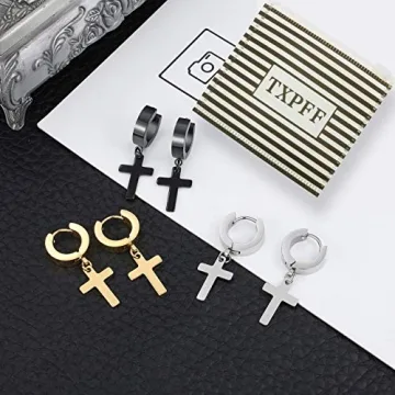 Stylish TXPFF Cross Earrings for Men and Women - Durable Design