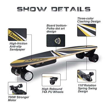 Dreskar FT009 Electric Skateboard, Dual Motor, 18 MPH