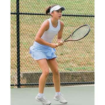 G4Free Skorts for Woman Trendy Pleated Tennis Skirt with Pockets Golf Skirts Quick Dry Layered Ruffle Casual Skirt (Light Blue,M)