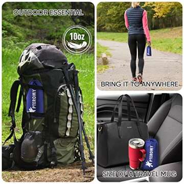 PTEROMY Hooded Rain Poncho for Adult with Pocket, Waterproof Lightweight Unisex Raincoat for Hiking Camping Emergency (Blue)