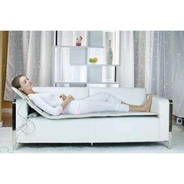 Healthyline Advanced Infrared Heating Pad - Large Multi-Purpose Heated Mat - Amethyst Jade and Tourmaline Gemstones - Photon Red Lights - 76" x 32" Firm