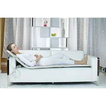 Healthyline Advanced Infrared Heating Pad - Large Multi-Purpose Heated Mat - Amethyst Jade and Tourmaline Gemstones - Photon Red Lights - 76" x 32" Firm