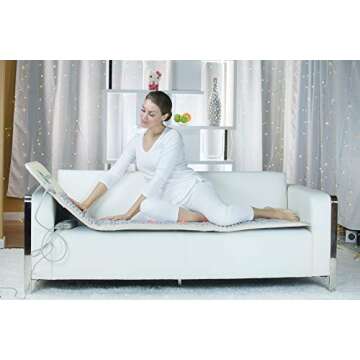 Healthyline Advanced Infrared Heating Pad - Large Multi-Purpose Heated Mat - Amethyst Jade and Tourmaline Gemstones - Photon Red Lights - 76" x 32" Firm