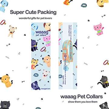 waaag Pet Collars Halloween Multiple Designs, Pumpkins and Gold on Teal Pet Collars for Cats, Adjustable Breakaway Cat Collar with Bell, Small Cat/Kitten Size (Pumpkin and Gold, 6.5"-10")