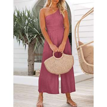 ANRABESS Women's High Waist One Shoulder Jumpsuit