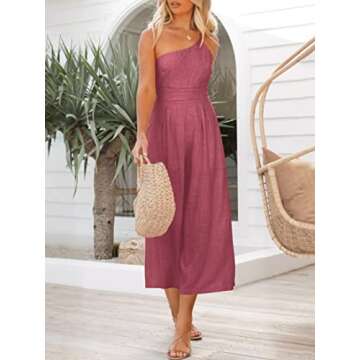 ANRABESS Women's High Waist One Shoulder Jumpsuit