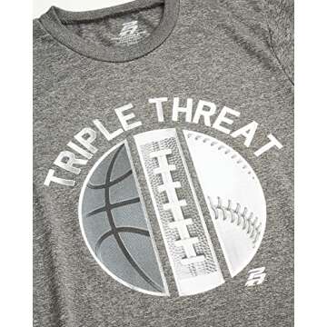 Pro Athlete Boys Athletic T-Shirt 2 Pack Active Performance Dry-Fit Sports Tee (8-16), Size 8, BlackCharcoal Triple