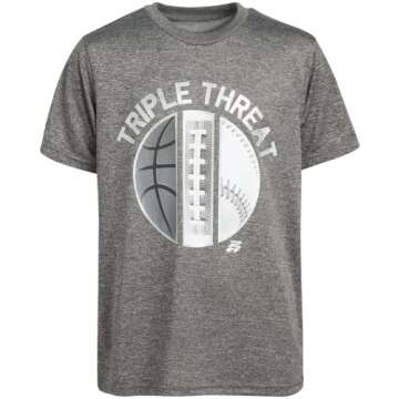 Pro Athlete Boys Athletic T-Shirt 2 Pack Active Performance Dry-Fit Sports Tee (8-16), Size 8, BlackCharcoal Triple