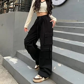 Weierpidan Women's High Waisted Cargo Pants with Pockets