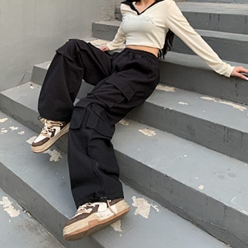 Weierpidan Women's High Waisted Cargo Pants with Pockets