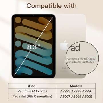 JETech Magnetic Case for iPad Mini (A17 Pro, 2024 Model, 7th Generation) / Mini 6 (2021 Model, 6th G...