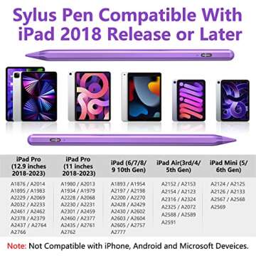 Apple Pencil Compatible Stylus Pen for iPad Air, Mini, 8th/7th/6th Gen iPad, iPad Pro 11&12.9 Inch, Purple