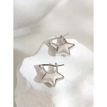 OJERRY Star Hoop Huggies Earrings - Cute Gift for Her