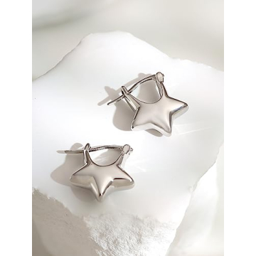 OJERRY Star Hoop Huggies Earrings - Cute Gift for Her