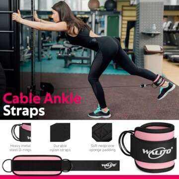 WALITO 8Pcs Barbell Pad Set for Hip Thrust - Squat Pad,Gym Accessories for Women with Bar Bad,Bench Press, with Gym Ankle Straps,Resistance Bands for Working Out,Lifting Strap,Carry Bag