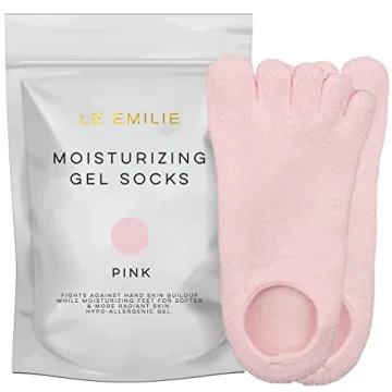 LE EMILIE Moisturizing Gel Heel Socks | Perfect Gift for Healing Dry Cracked Heels and Feet | Infused with Aromatherapy Blend of Lavender and Jojoba Oil | 1 Pair, PINK