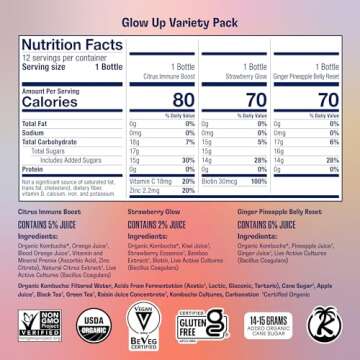 Health-Ade Kombucha - Organic Probiotic Drink, Glow Up Pack