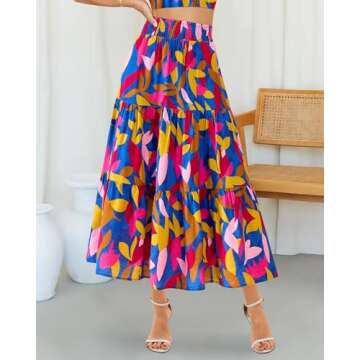BTFBM Floral Print Midi Maxi Skirt - Stylish Summer Wear