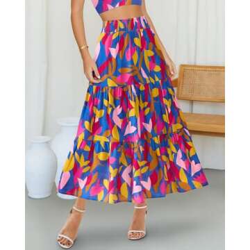 BTFBM Floral Print Midi Maxi Skirt - Stylish Summer Wear