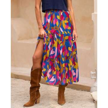 BTFBM Floral Print Midi Maxi Skirt - Stylish Summer Wear