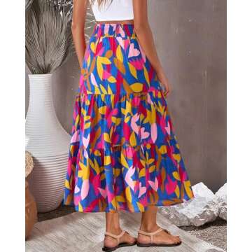 BTFBM Floral Print Midi Maxi Skirt - Stylish Summer Wear