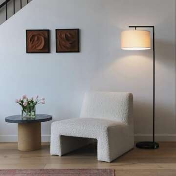 Brightech Montage Modern Floor lamp, LED Floor Lamp for Living Rooms & Offices - Tall Standing Lamp for Bedroom Reading - Corner Pole Lamp for Contemporary Home Decor - Black