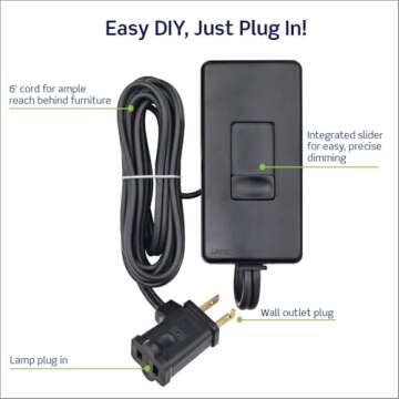 Leviton Table Top Lamp Dimmer with 6 Foot Cord