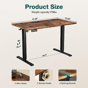 Buy SMUG Adjustable Electric Standing Desk for Home Office