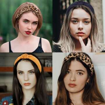 Ondder Headbands for Women 10 Pack Fashion Knotted Headband Top Knot Headbands for Women's Hair Turban Leopard Print Cheetah Headband Head Bands Women Headbands Diademas para Mujer