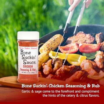 Bone Suckin' Sauce Chicken Seasoning & Rub with Garlic & Sage, Perfect for Chicken, Turkey, Other Poultry, Fish - Brown Sugar, Garlic, Onion, Spices - Non-GMO, Gluten-Free