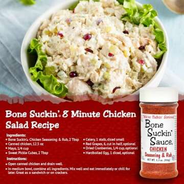 Bone Suckin' Sauce Chicken Seasoning & Rub with Garlic & Sage, Perfect for Chicken, Turkey, Other Poultry, Fish - Brown Sugar, Garlic, Onion, Spices - Non-GMO, Gluten-Free